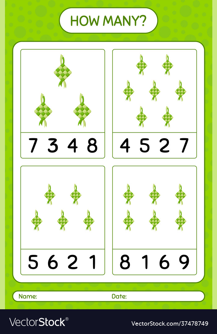 How many counting game with ketupat worksheet