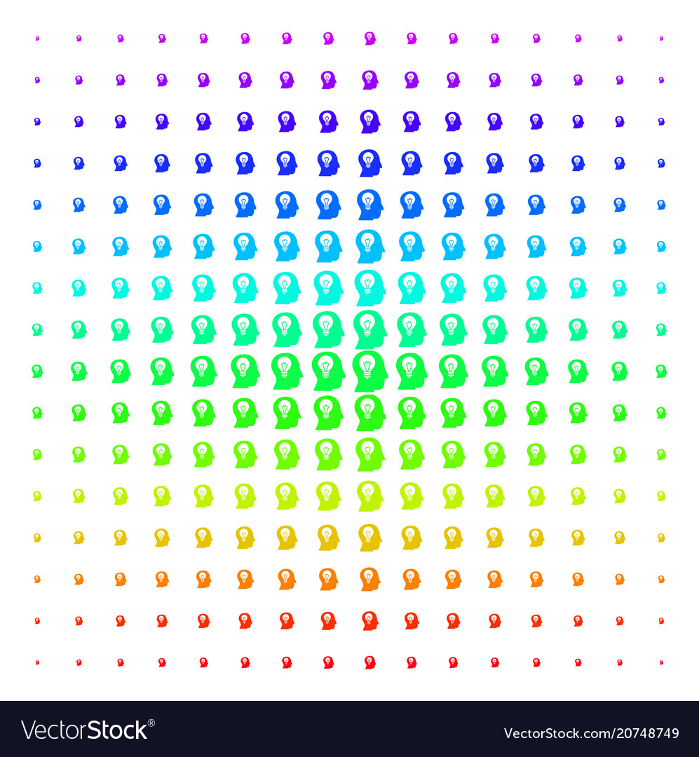 Intellect bulb icon halftone spectrum pattern vector image Intellect bulb icon halftone spectrum pattern