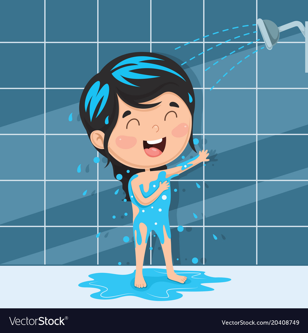 Kid bathing Royalty Free Vector Image VectorStock