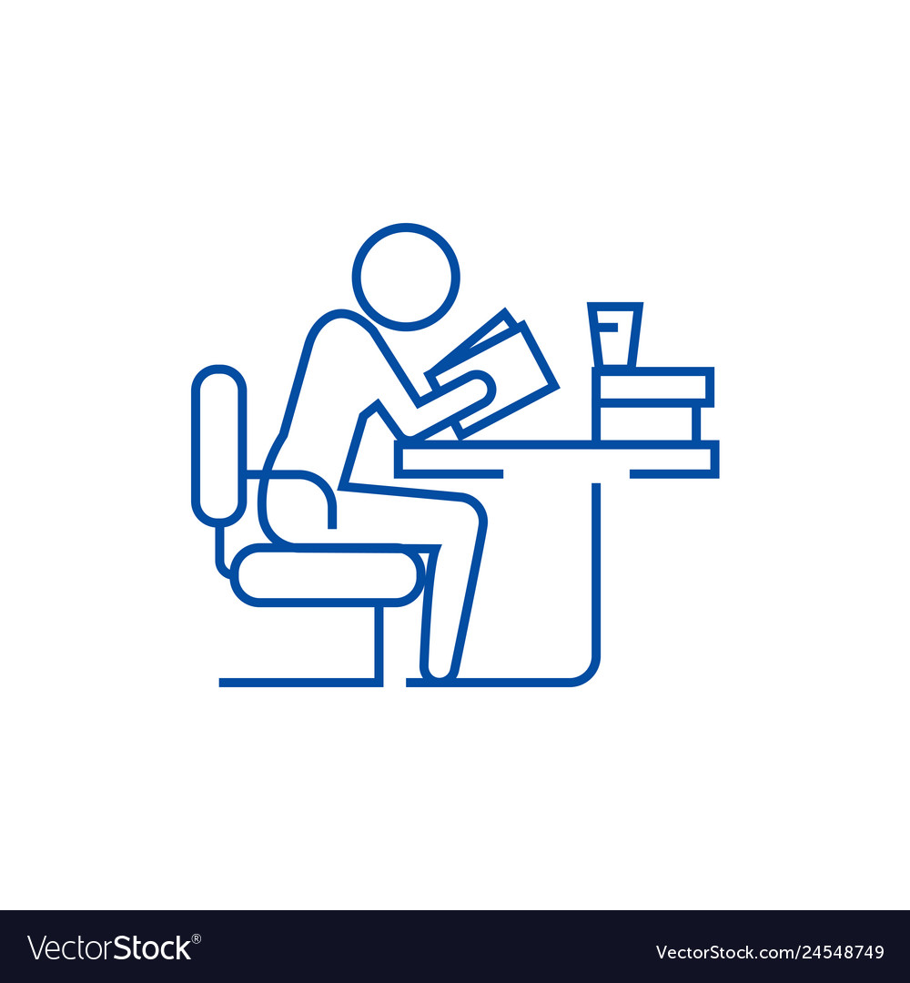 Man studyingreading book in library line icon Vector Image Man studyingreading book in library line icon