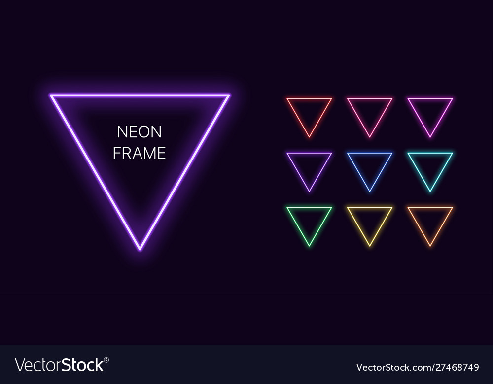 Neon monochrome triangle border with copy space