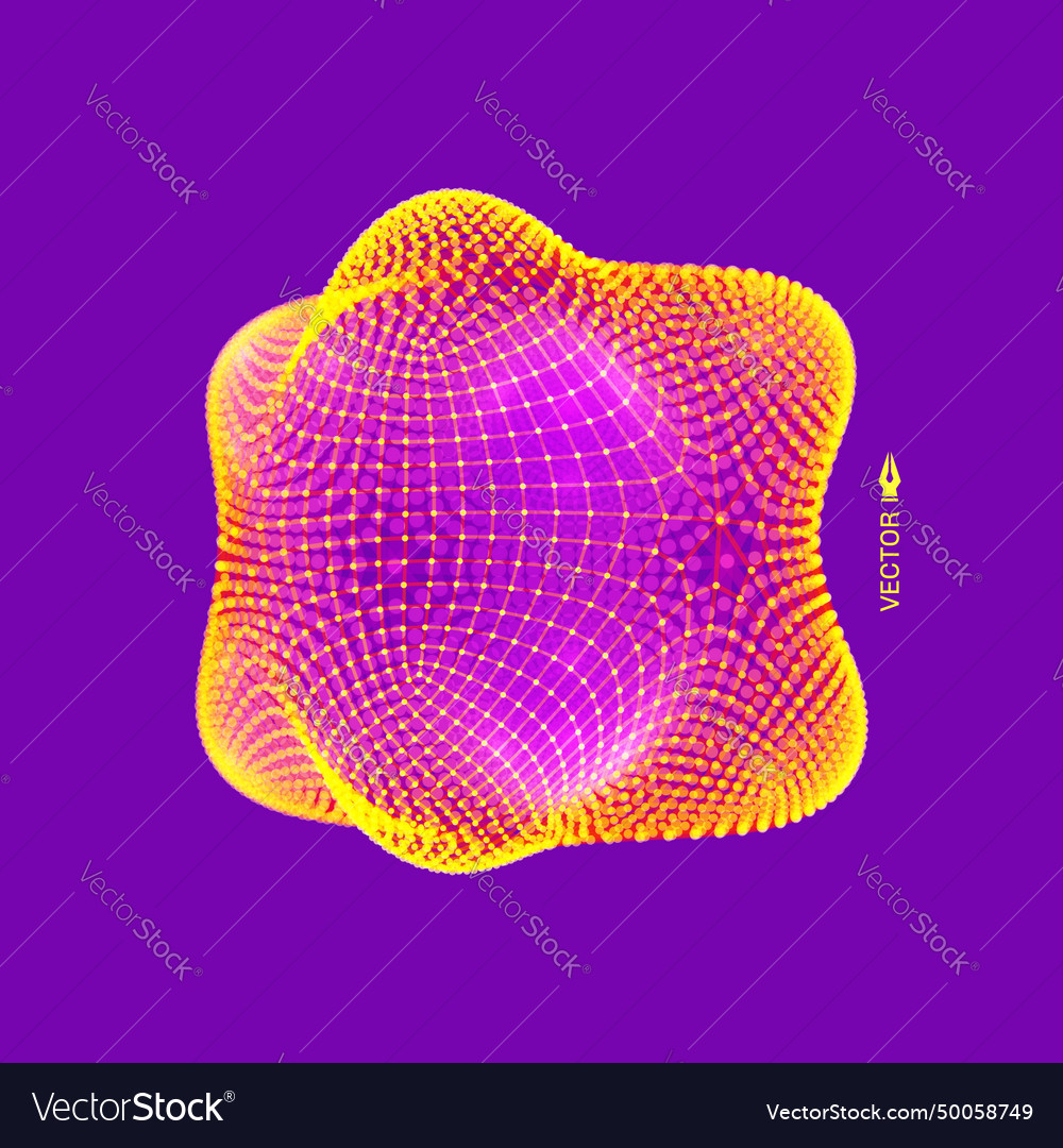 Object with lines and dots molecular grid vector image Object with lines and dots molecular grid