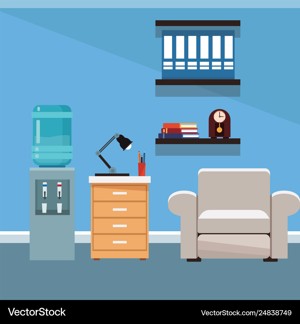 Office interior scenery Royalty Free Vector Image