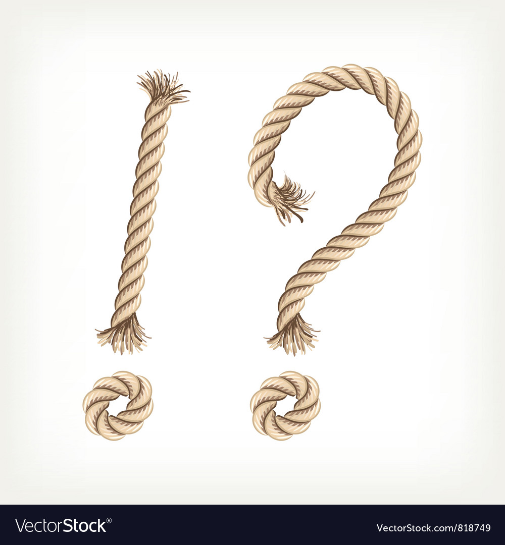 Rope exclamation and question mark Royalty Free Vector Image