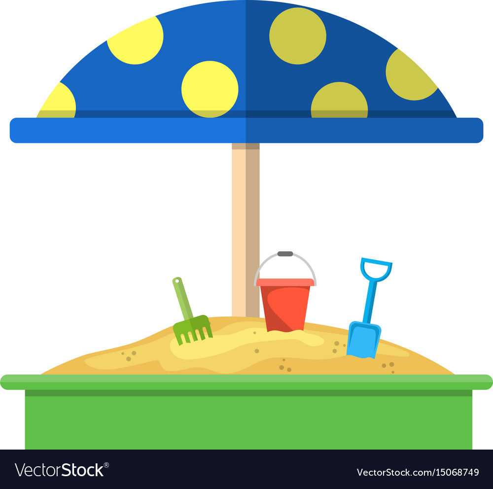 Sandbox with red dotted umbrella icon