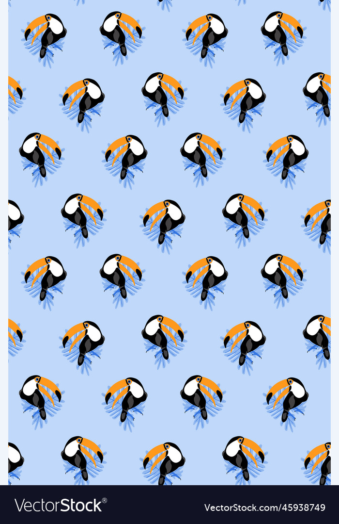 Seamless pattern with hand drawn toucan simple Vector Image Seamless pattern with hand drawn toucan simple