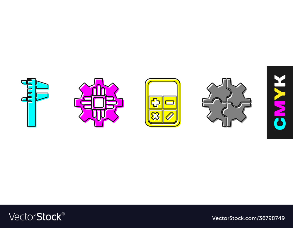 Set calliper or caliper and scale processor vector image Set calliper or caliper and scale processor