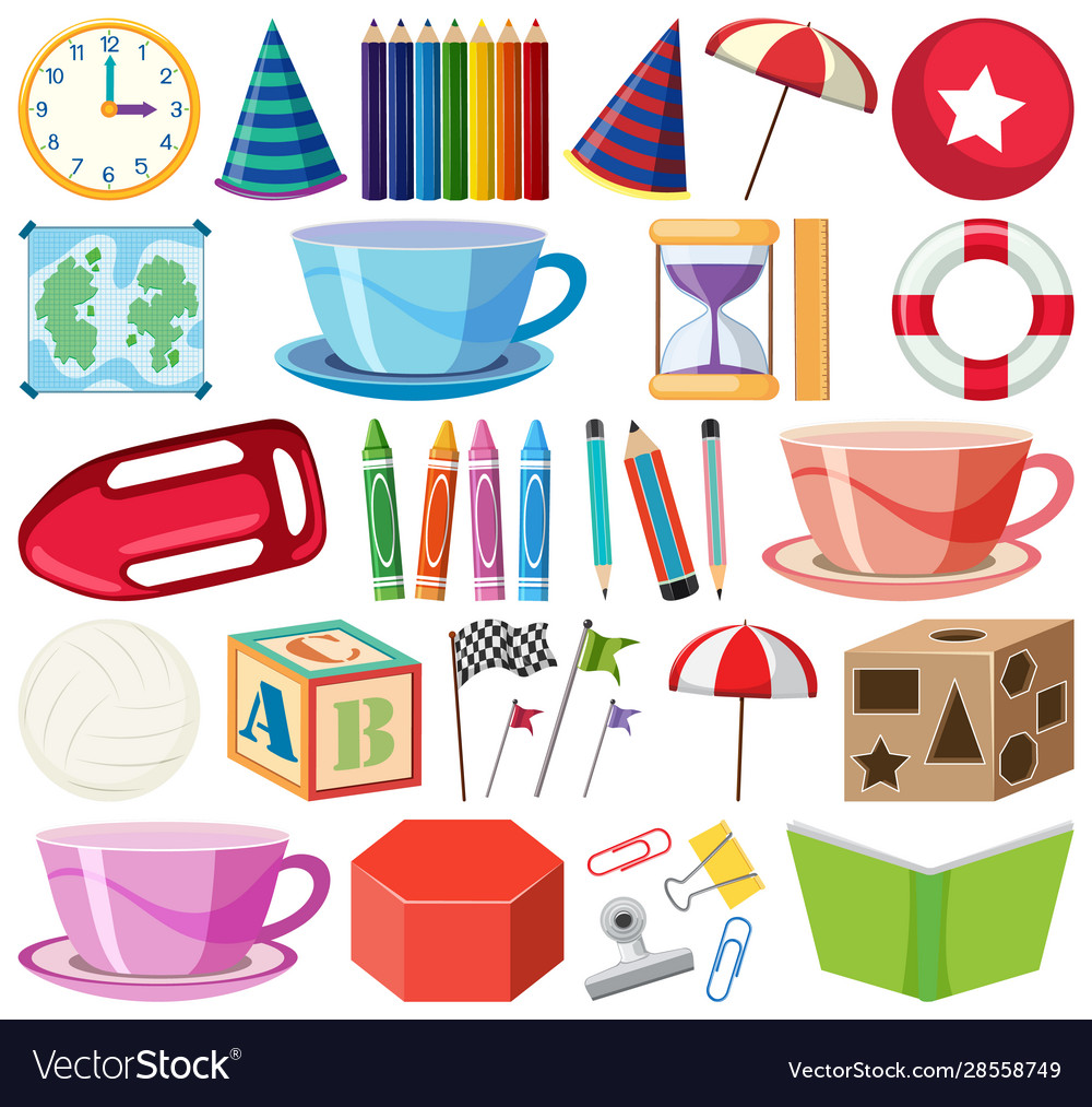 Set isolated objects theme stationery vector image Set isolated objects theme stationery