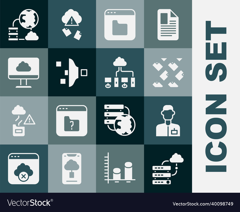 Set network cloud connection analyst engineer vector image Set network cloud connection analyst engineer