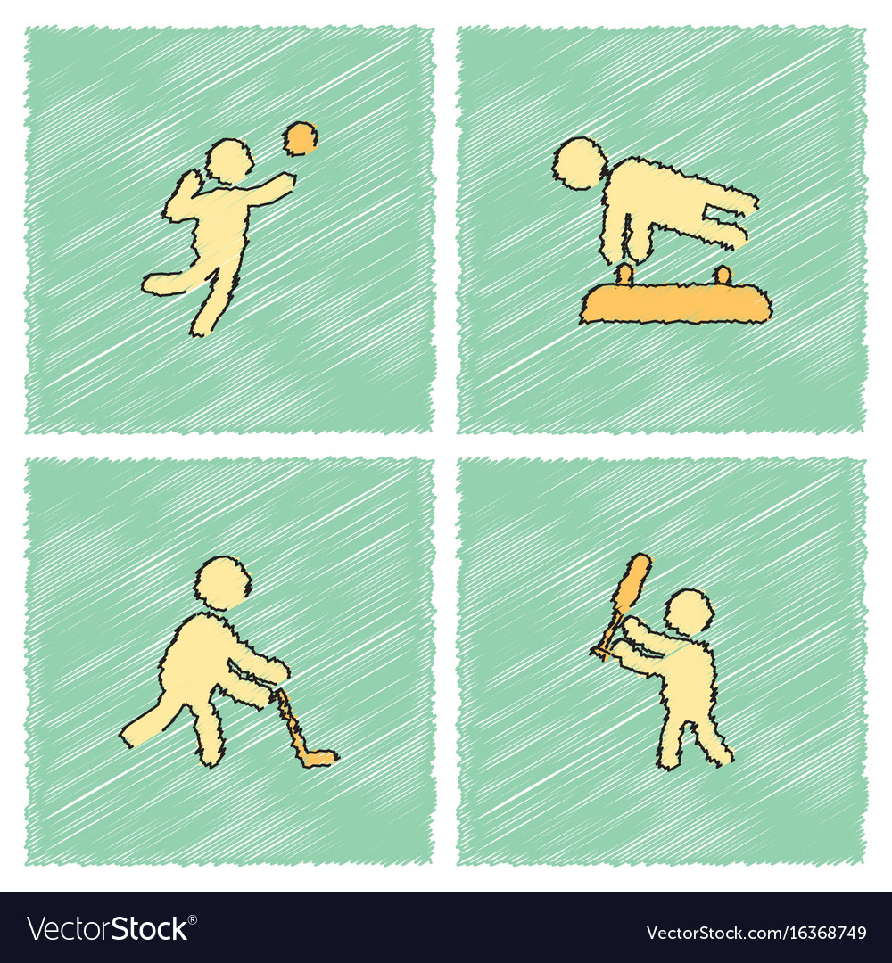 Set of olympic game design in hatching style