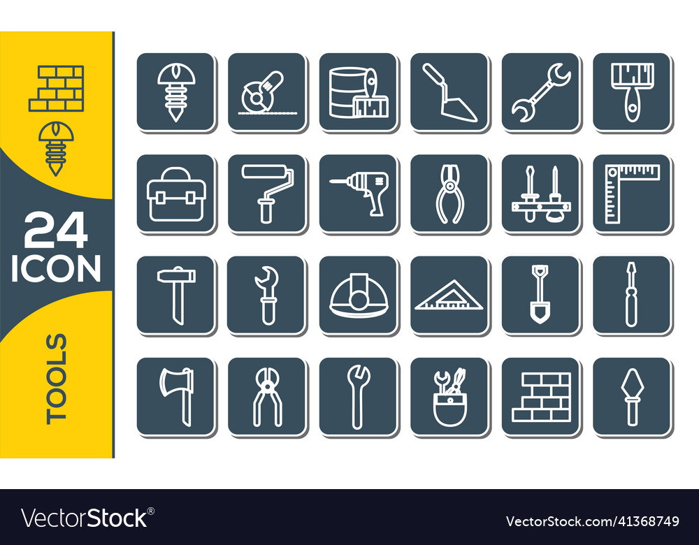 Simple set of engineering related line icons