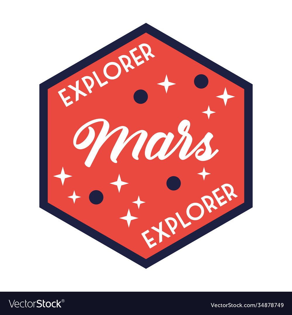 Space badge with explorer mars lettering line