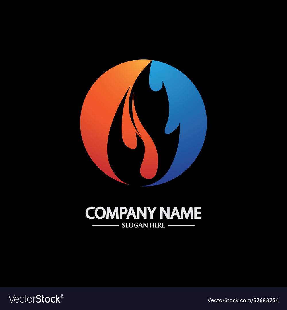 Abstract fire flame logo template on black Vector Image