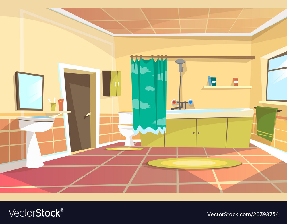 Cartoon bathroom interior background Royalty Free Vector