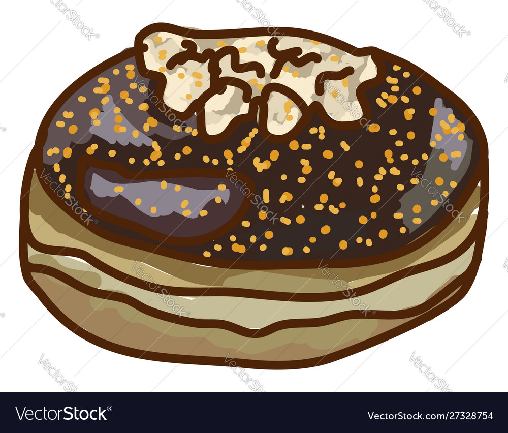 Chocolate donut on white background Royalty Free Vector