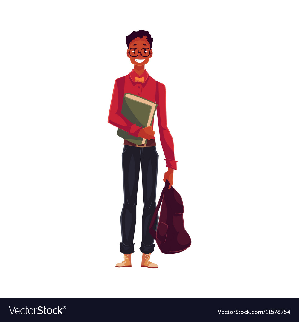 College university student geek in square
