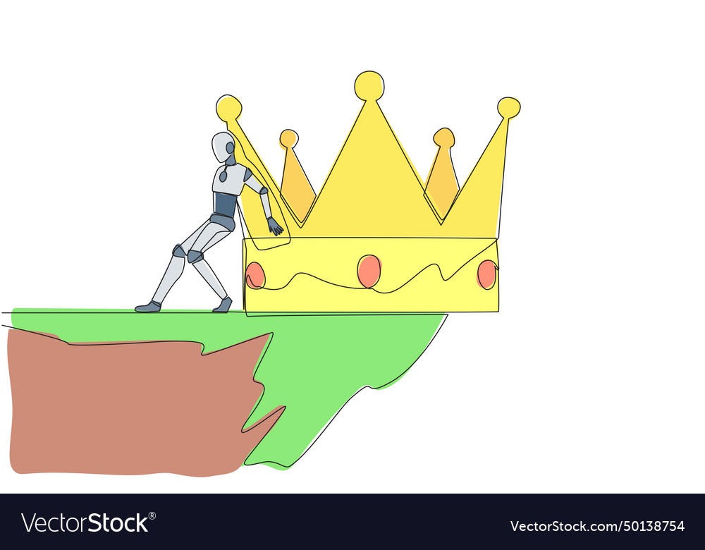 Continuous one line drawing robot pushes a large vector image Continuous one line drawing robot pushes a large