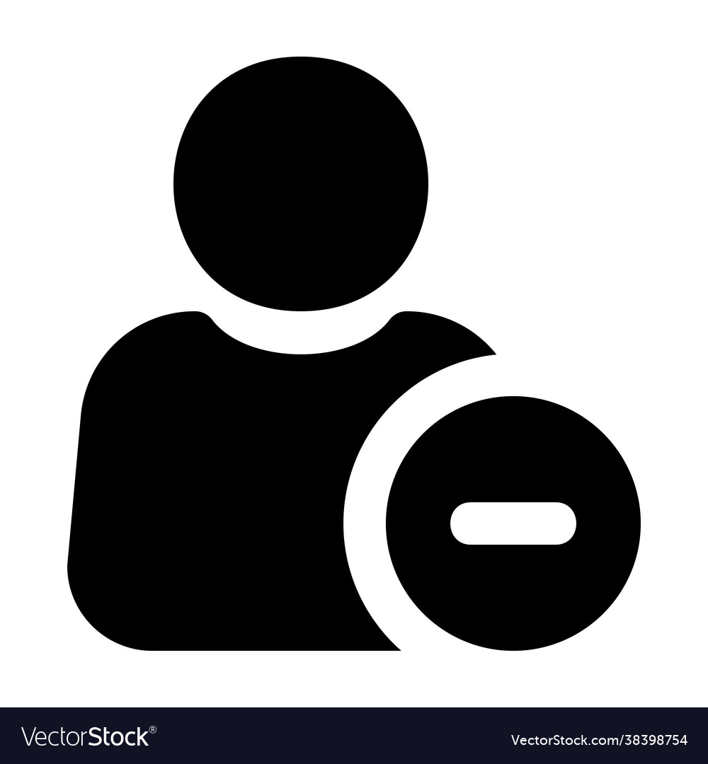 Delete user icon in solid style for any projects vector image Delete user icon in solid style for any projects