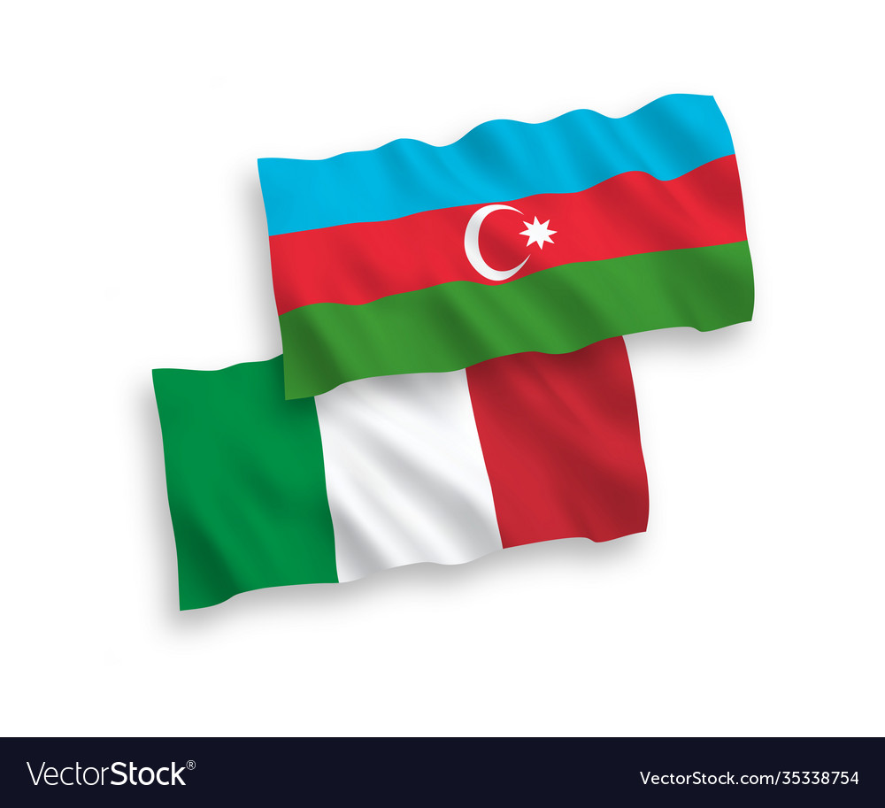 Flags italy and azerbaijan on a white Royalty Free Vector