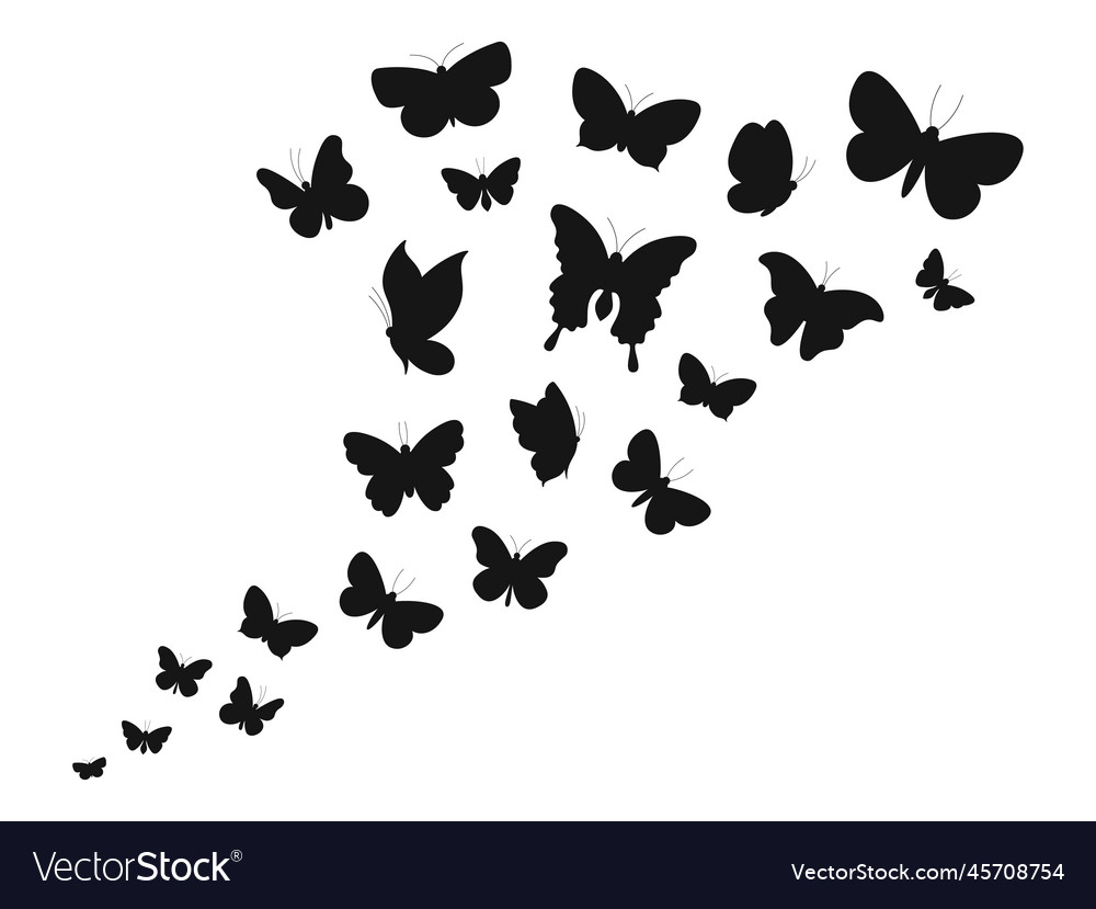 Flying Butterflies Black Icons Tattoo Stencil Vector Image   Flying Butterflies Black Icons Tattoo Stencil Vector 45708754 