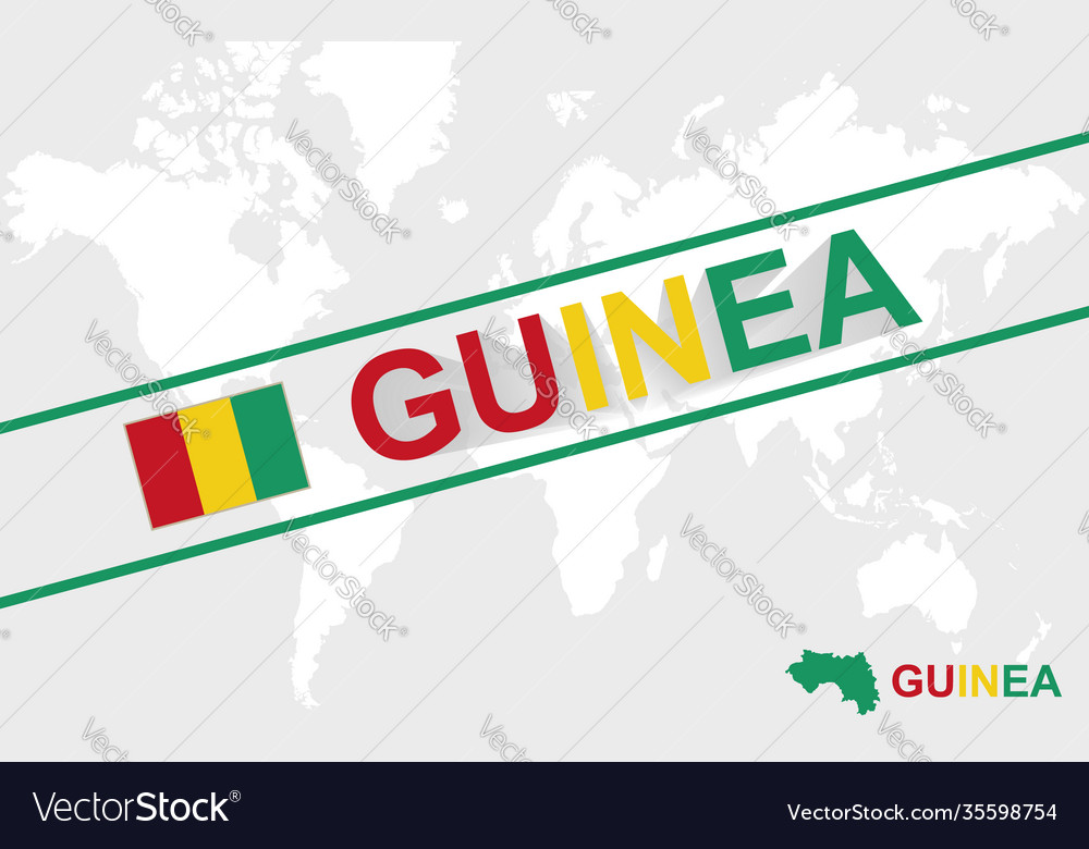 Guinea map flag and text