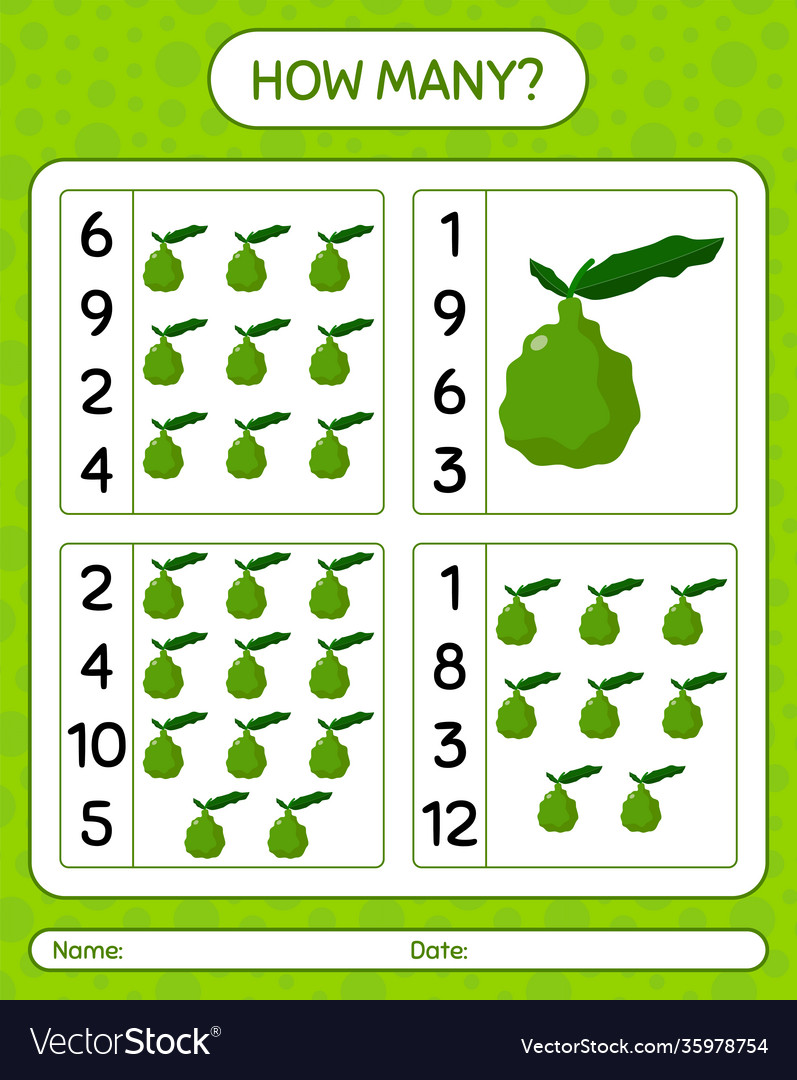 How many counting game with kaffir lime worksheet