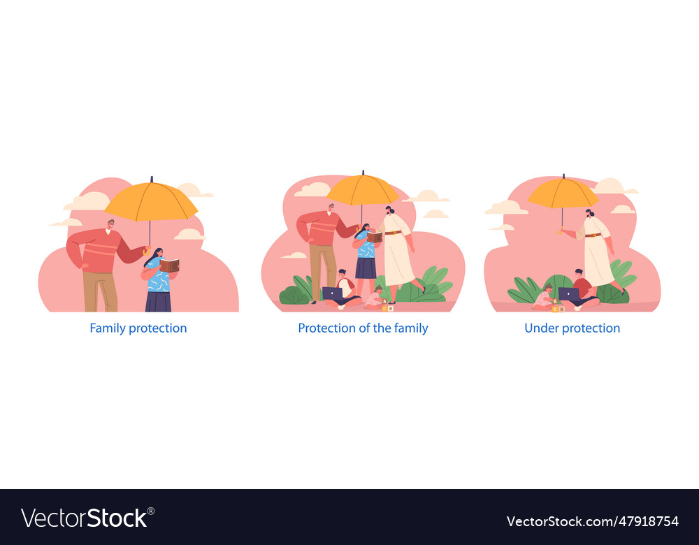 Isolierte Elemente mit Familienschutzszenen vector image Isolierte Elemente mit Familienschutzszenen