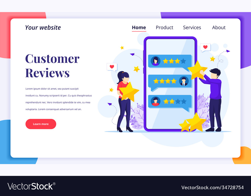 Landing page design concept customer reviews Vector Image