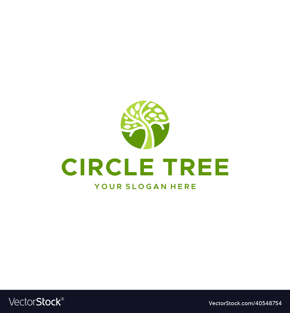 Minimalist circle tree leaves plants logo design