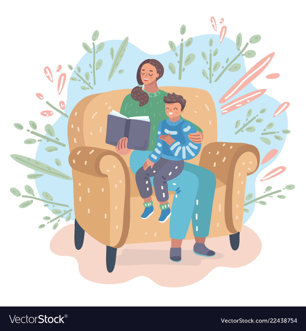 1000px x 1080px - Mother reading a book with her son Royalty Free Vector Image