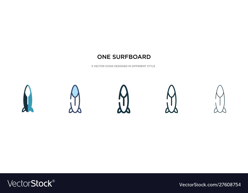 One surfboard icon in different style two