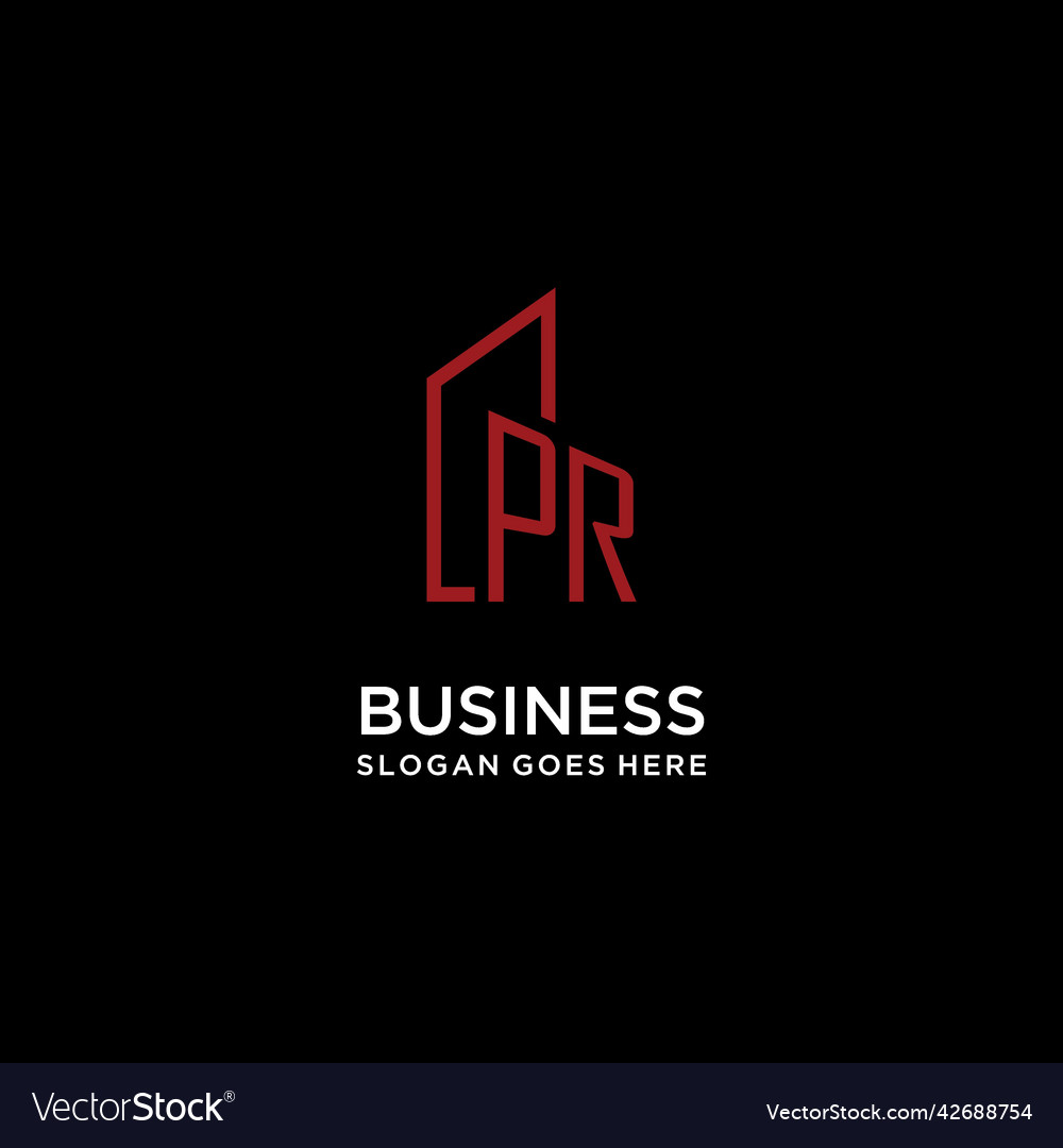 Pr initial monogram with building logo design Vector Image Pr initial monogram with building logo design