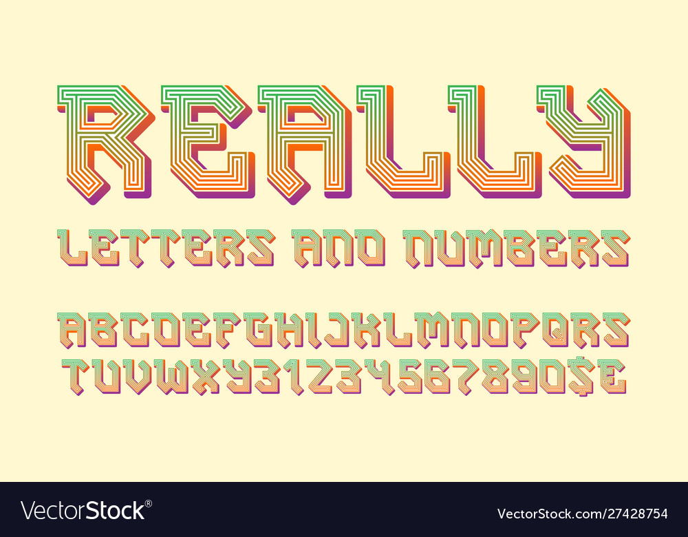 Really letters and numbers with currency symbols vector image Really letters and numbers with currency symbols