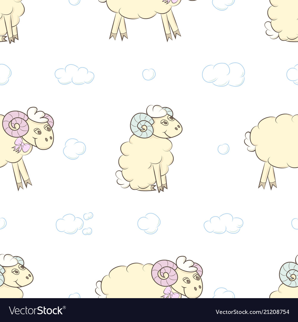Seamless pattern background with sheep vector image Seamless pattern background with sheep