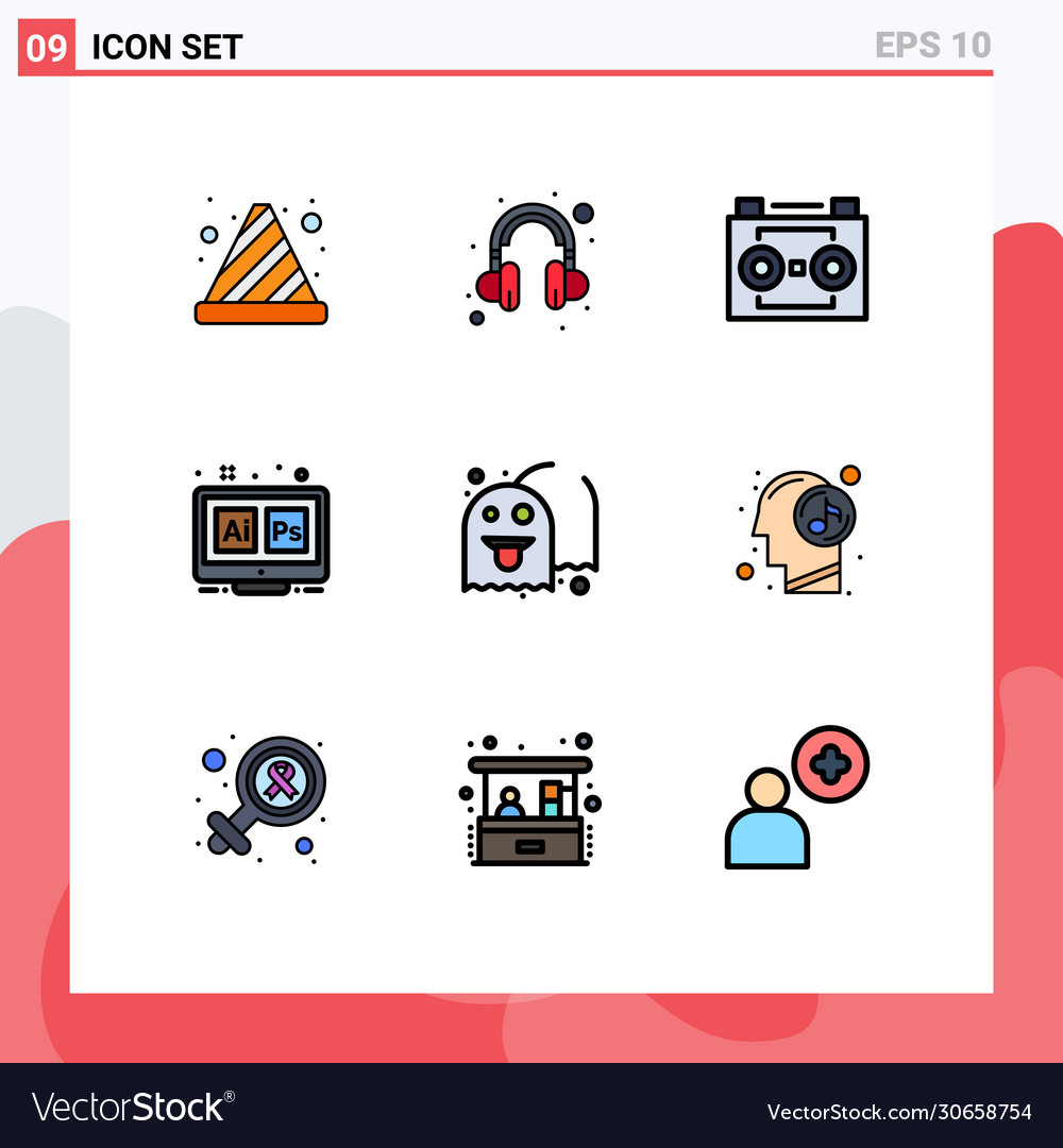 Set 9 modern ui icons symbols signs for ghost