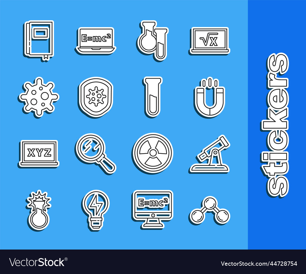 Set line molecule telescope magnet test tube Vector Image Set line molecule telescope magnet test tube