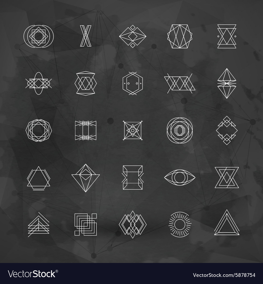 Set of abstract geometric hipster line art