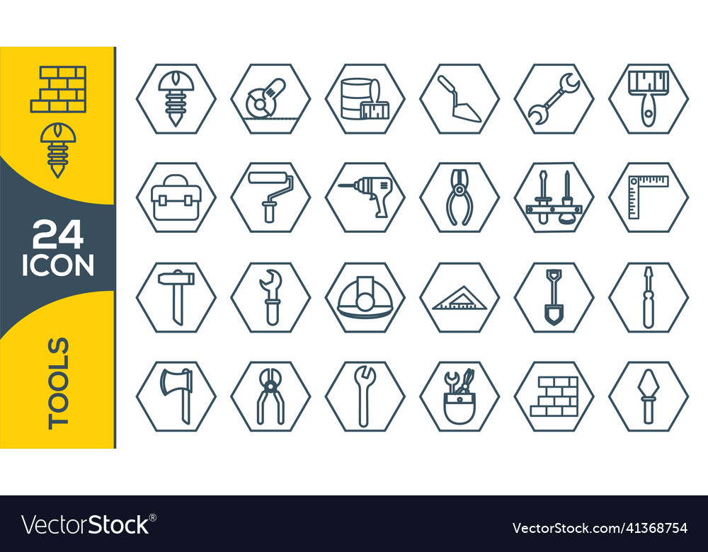 Simple set of engineering related line icons