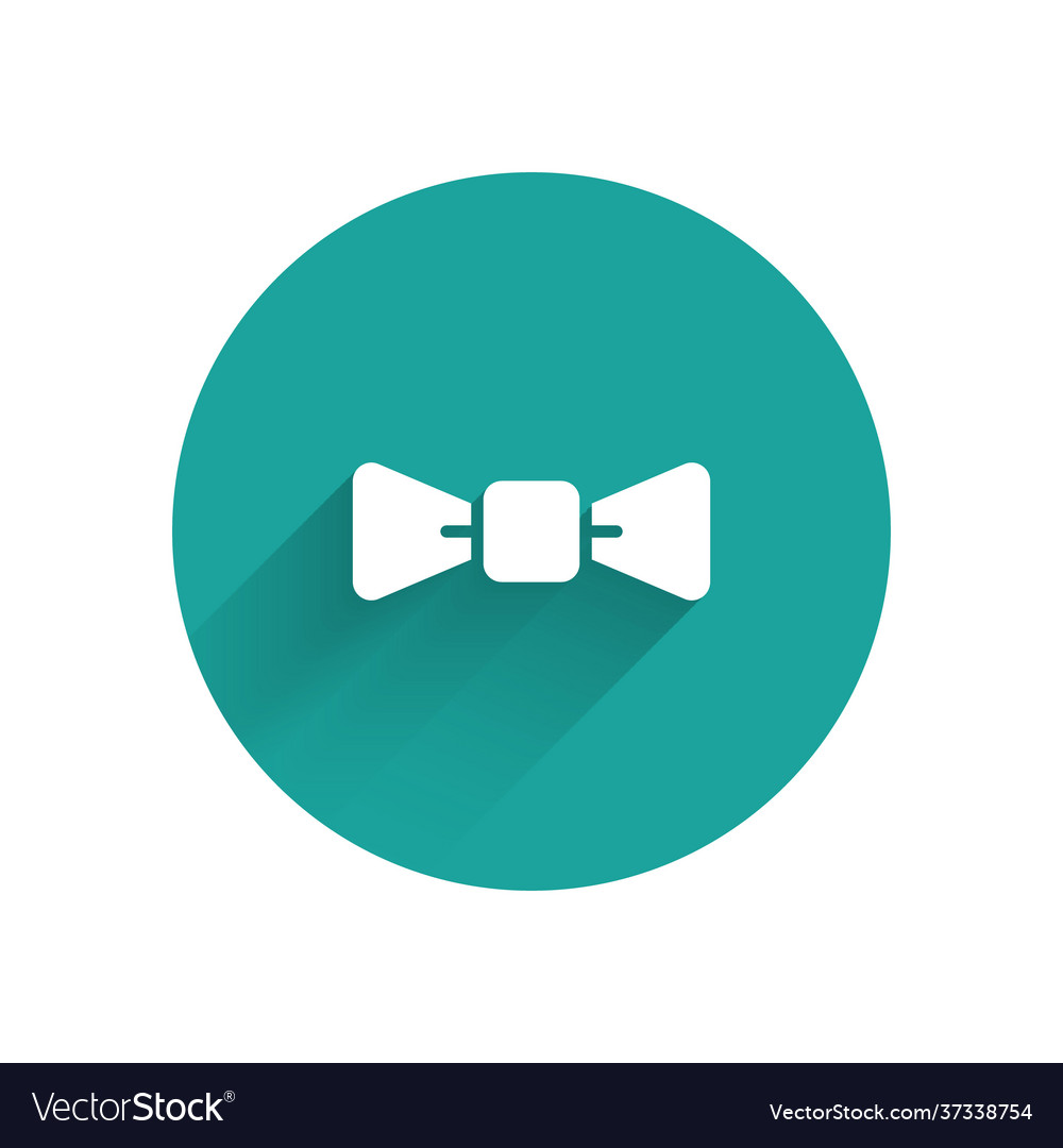 White bow tie icon isolated with long shadow