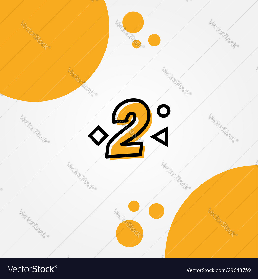 2 yellow line anniversary numbers design vector image 2 yellow line anniversary numbers design
