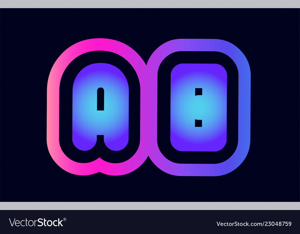 Ab a b pink blue gradient alphabet letter logo