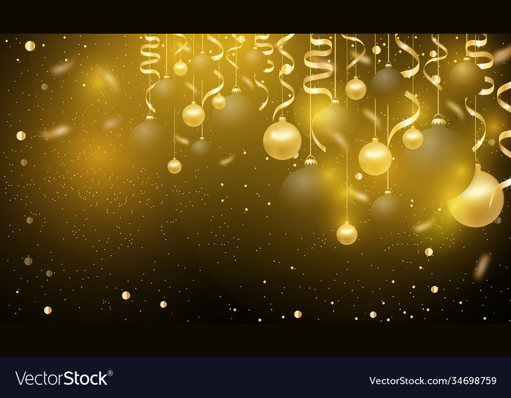 Christmas golden and black blurred background vector image Christmas golden and black blurred background