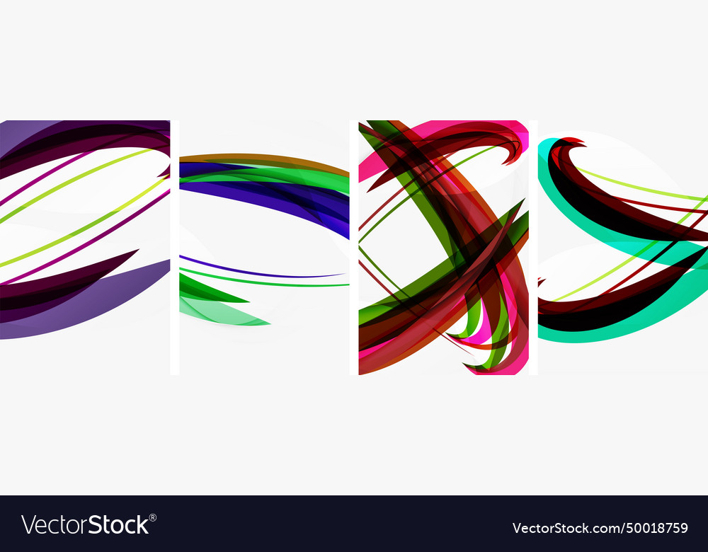 Colorful wave lines poster set for wallpaper Vector Image