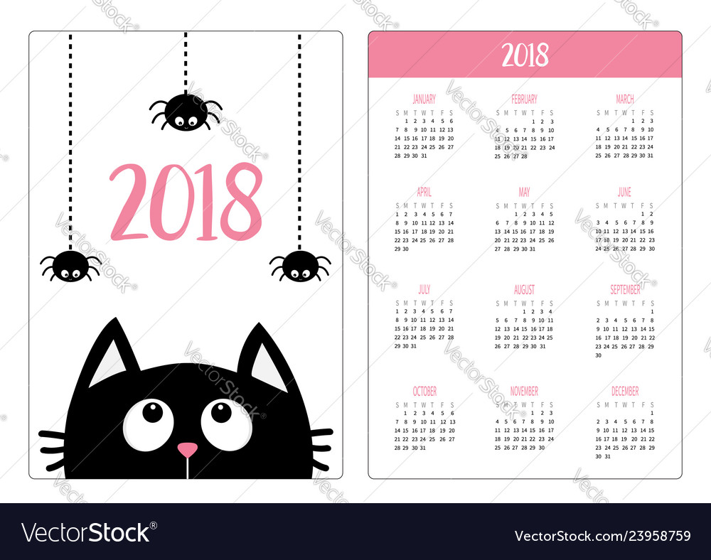 Süße schwarze Katze Taschenkalender 2018