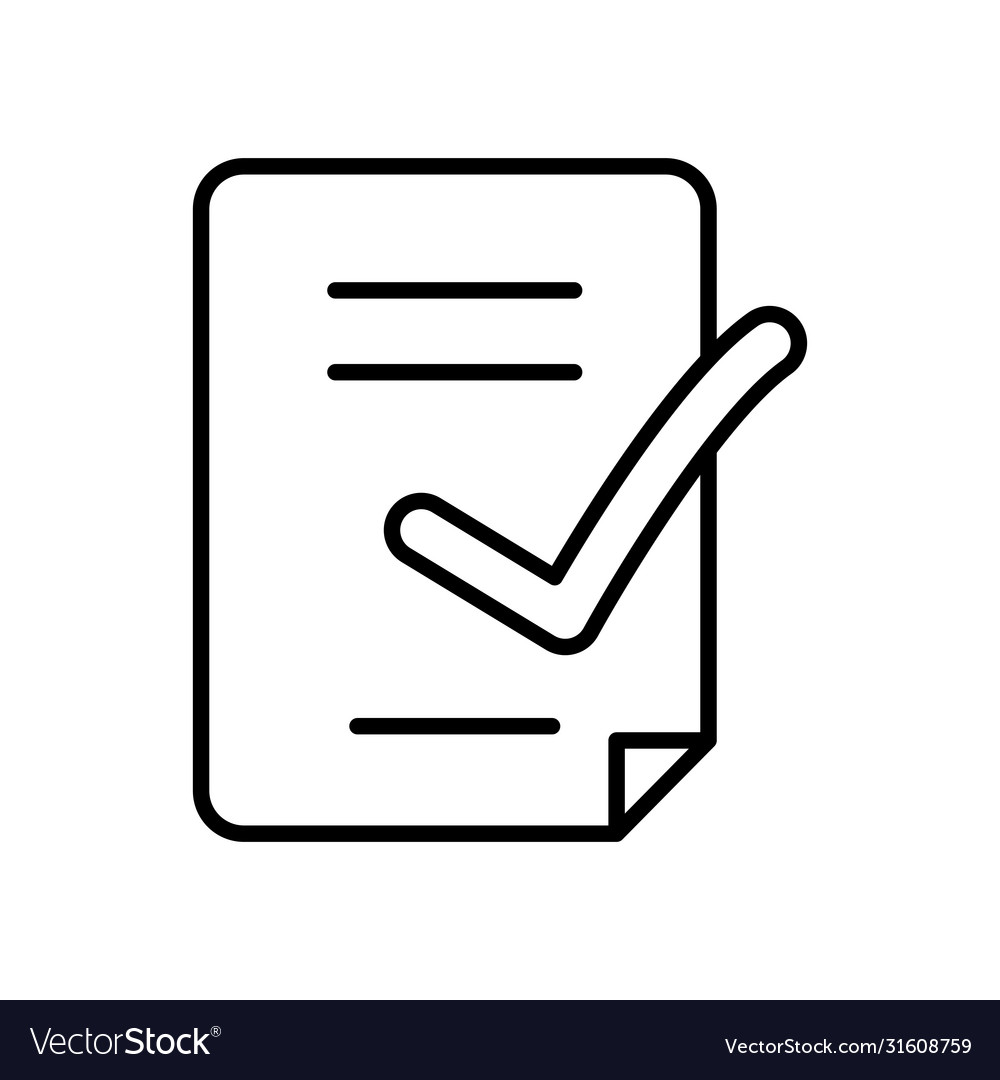 Document page and check mark icon line style