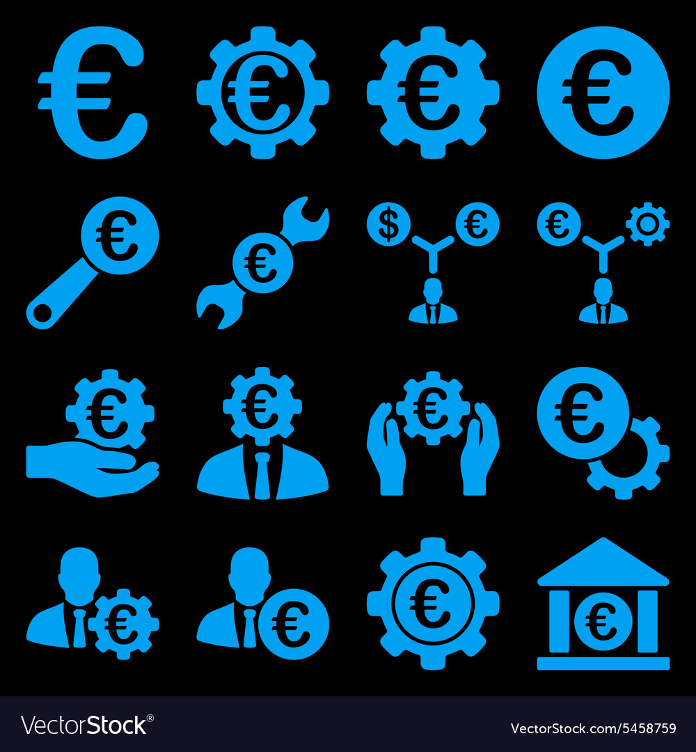Euro banking business and service tools icons