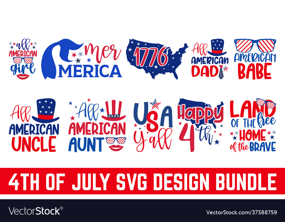 Download Fourth July Quotes Design Svg Craft Bundle Cut Vector Image