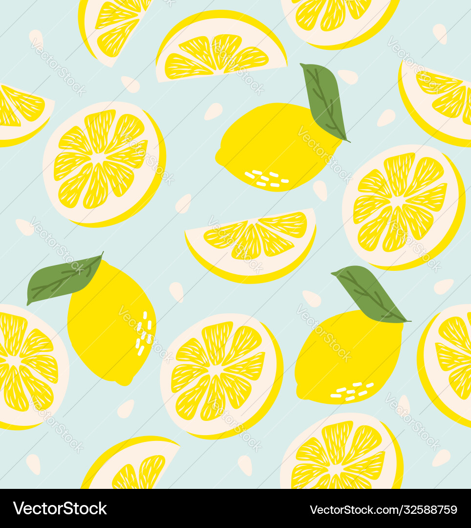 Fresh lemons lemon pattern seamless background Vector Image