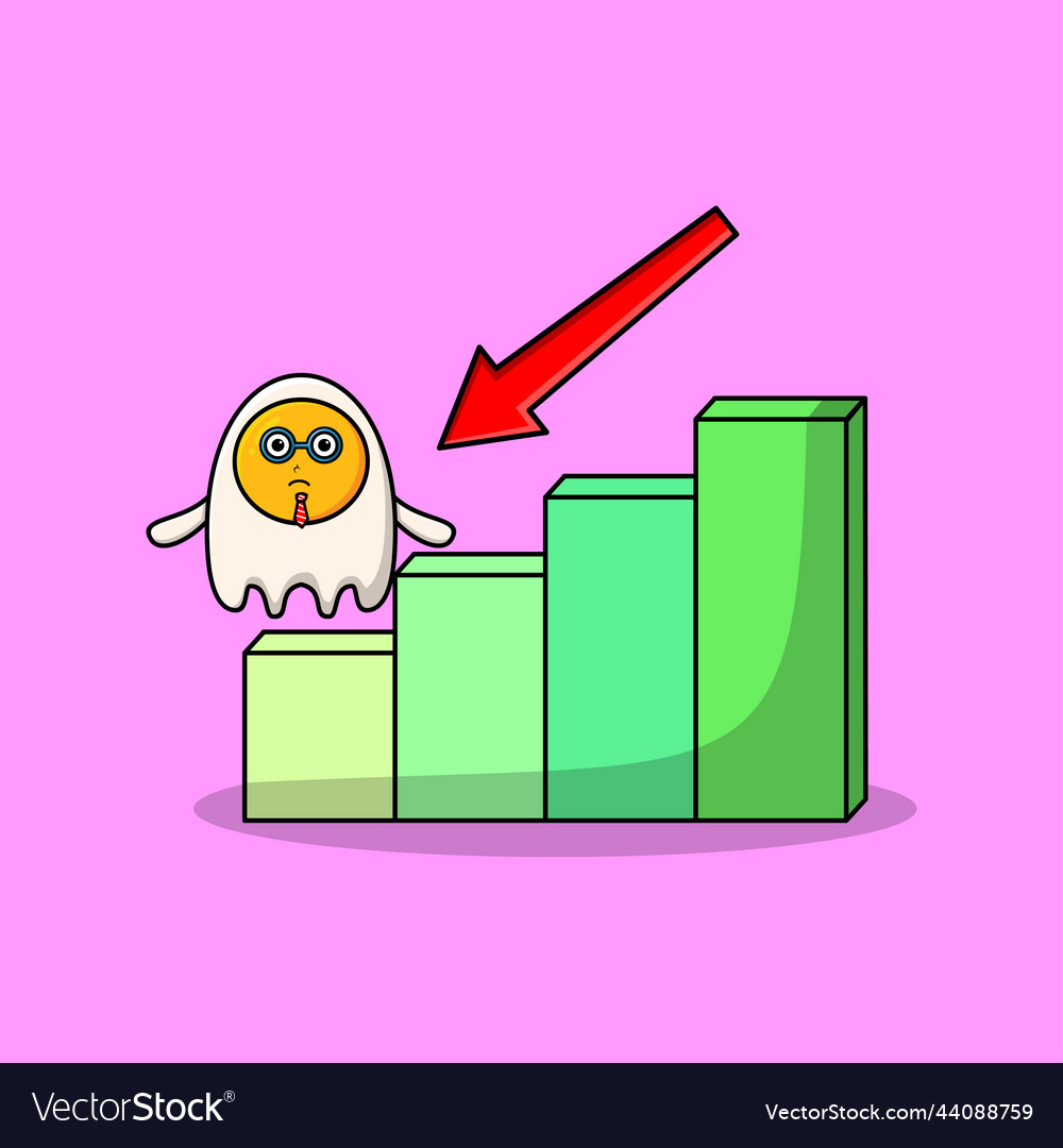 Gebackene Eier süßer Geschäftsmann mit einem Inflationsdiagramm