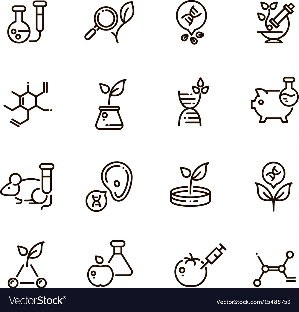 Gmo food and medical science line editable Vector Image